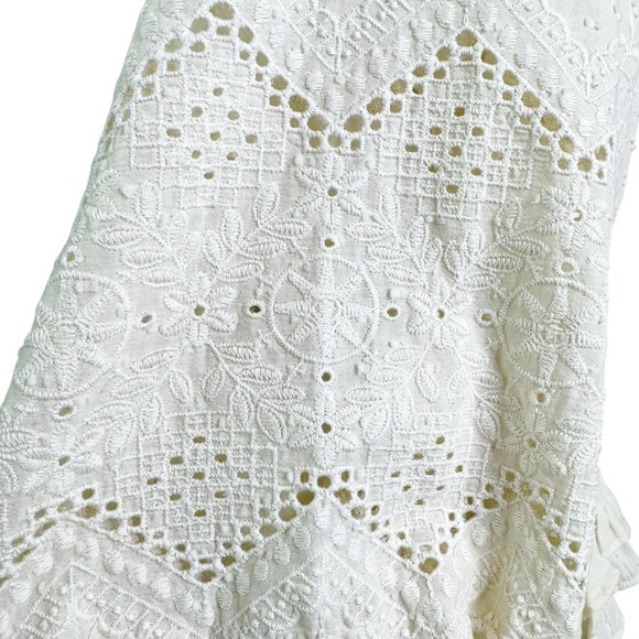 NWT Anthropologie Love Sam Boho Cotton Lace Peplum Full Sleeve Top Ecru Size S - Picture 6 of 16